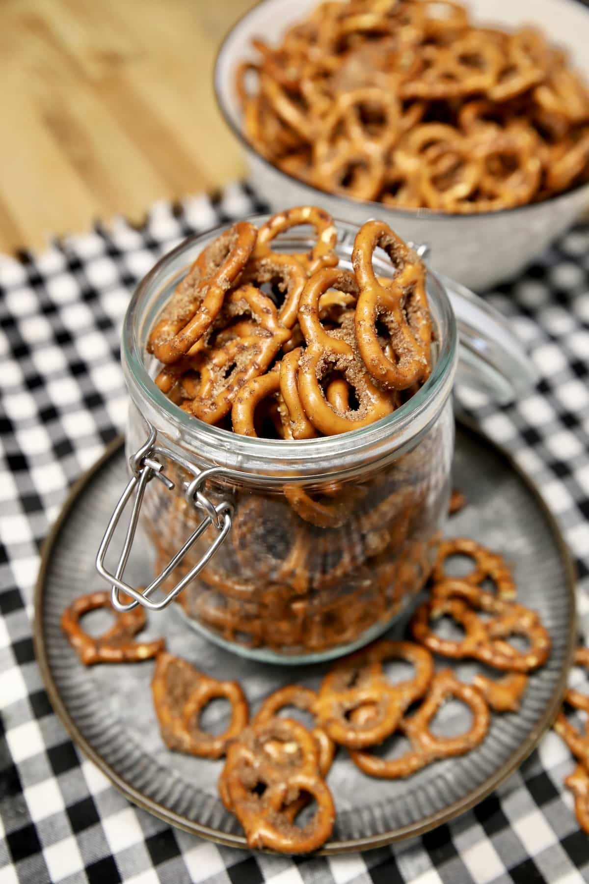 Pretzels in a jar.
