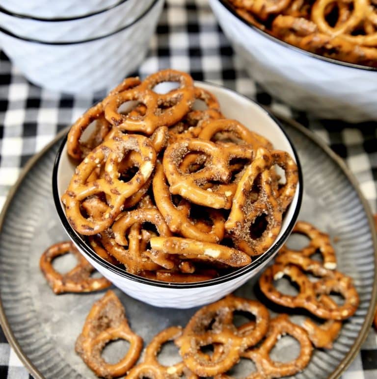 Bowl of pretzel twists.
