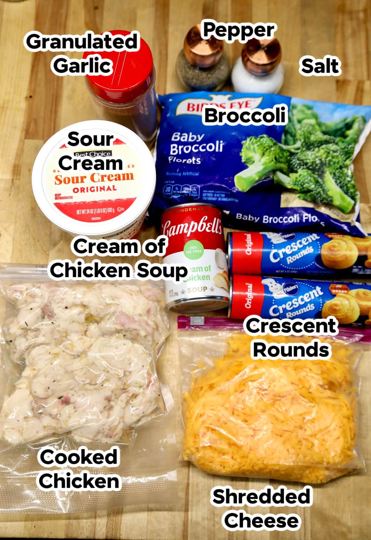 Ingredients for chicken casserole.