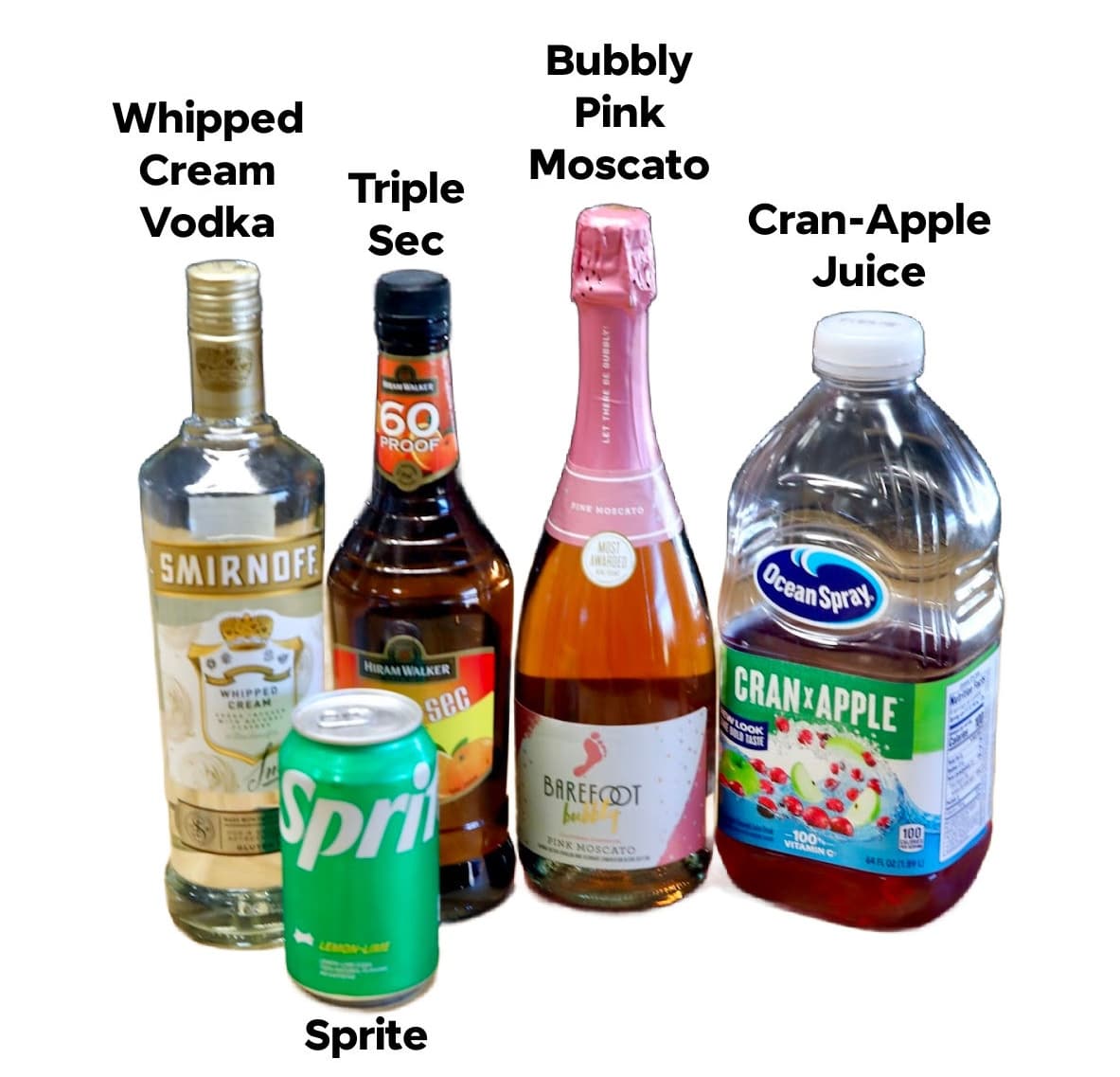 Ingredients for Christmas punch cocktail.