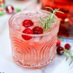 Cranberry cocktail in an old fashioned glass.