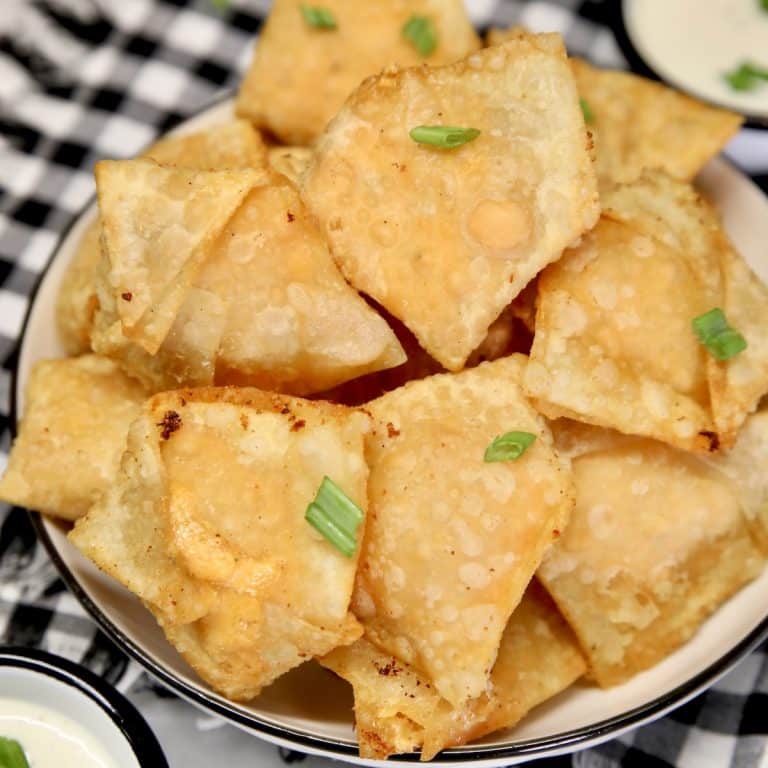 Plate of fried wontons.