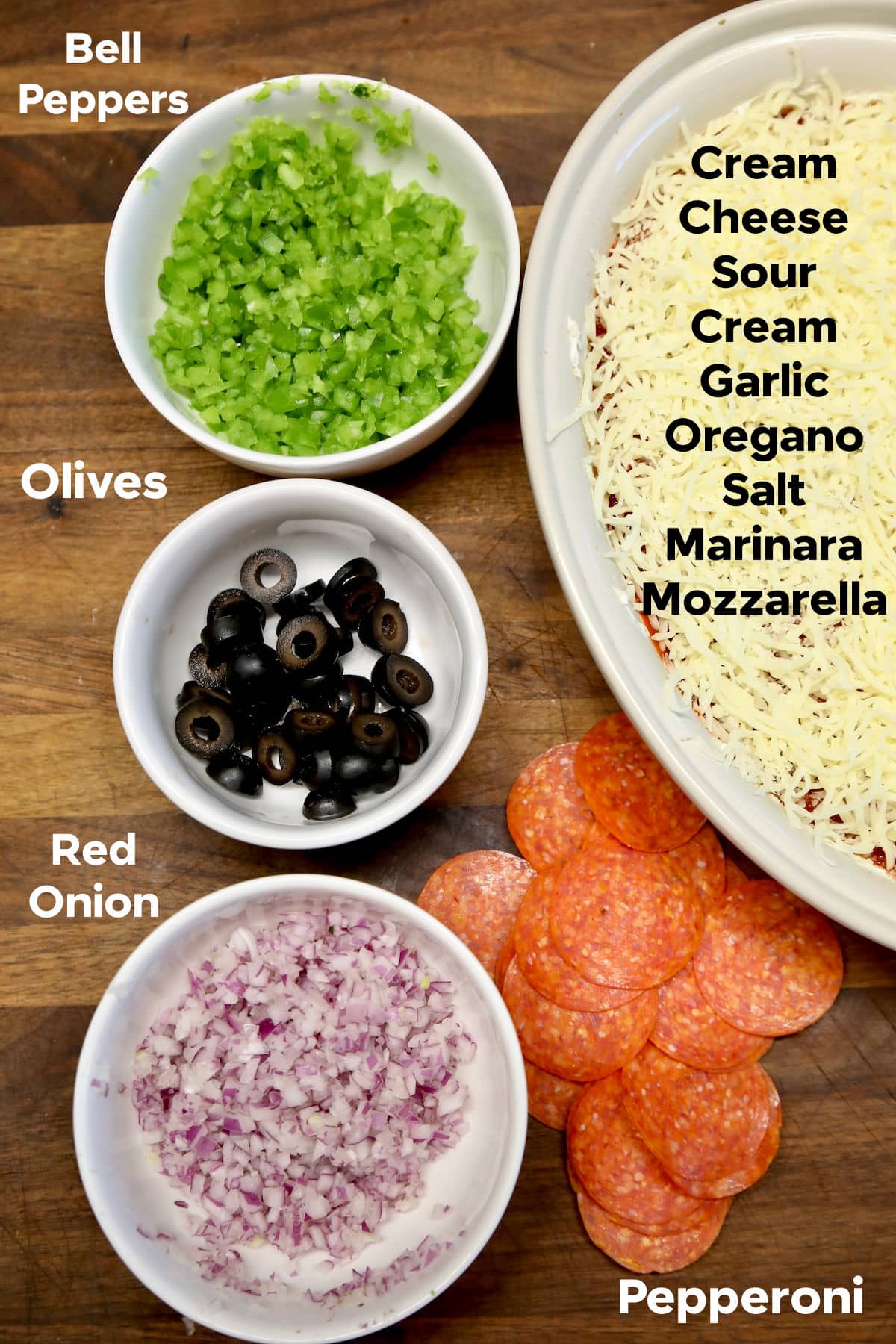 Ingredients for Pizza Dip.