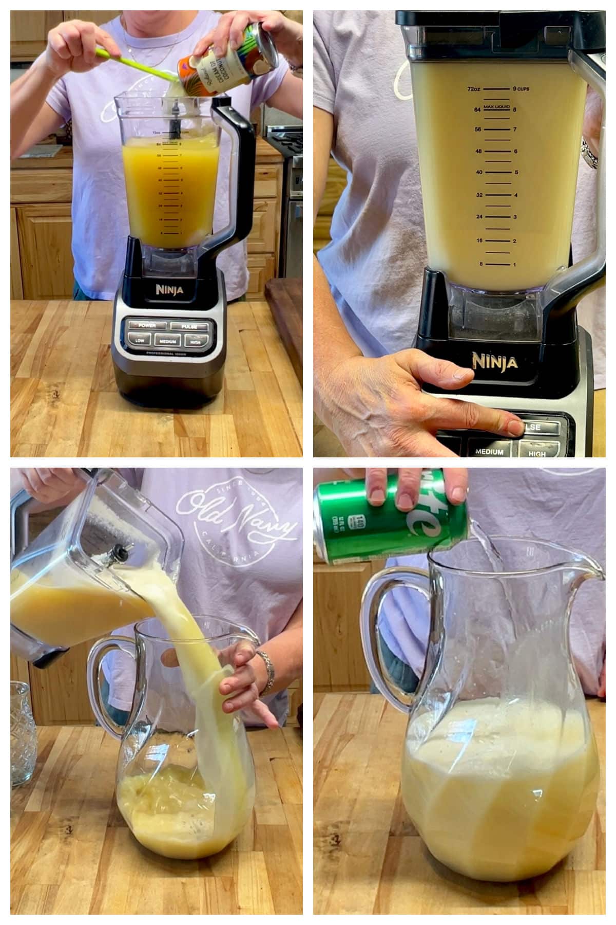 Coconut punch making in a blender.