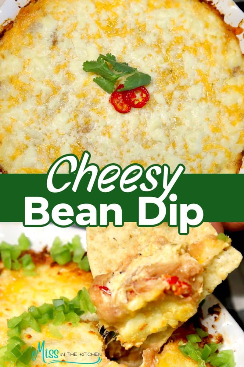 Bean dip in a pie plate collage/ chip dipping.