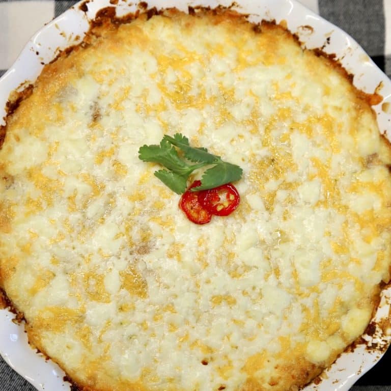 bean dip in a pie plate.