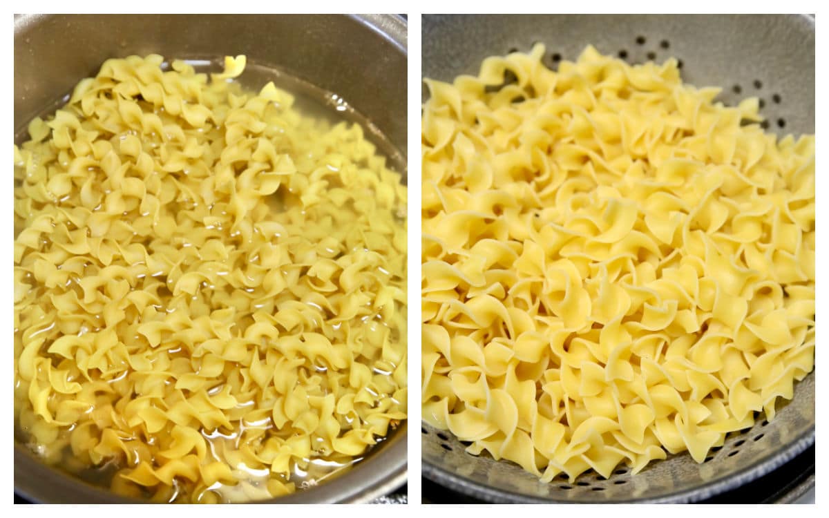 Egg noodles collage.