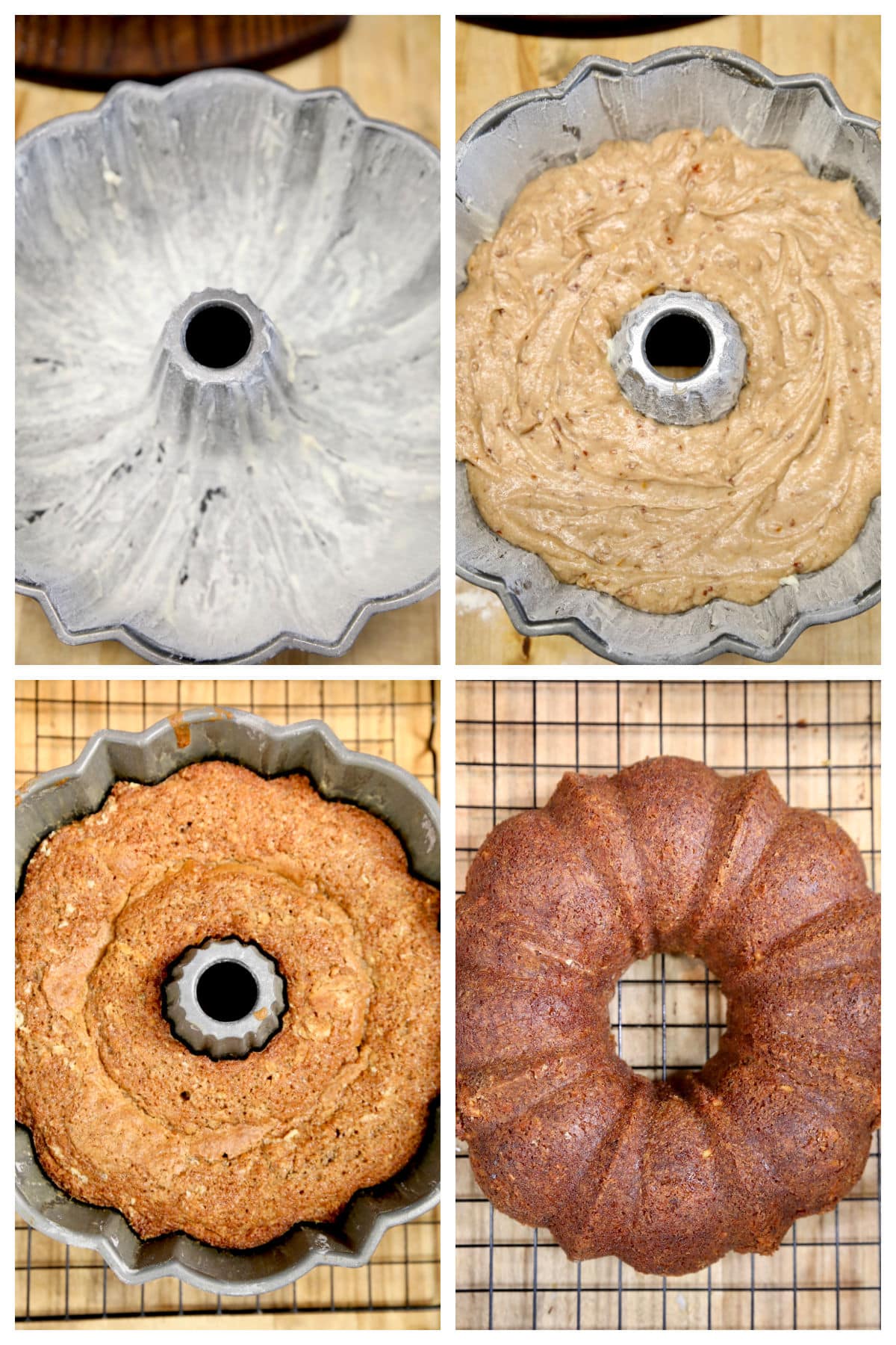 Bundt cake made with plums collage.