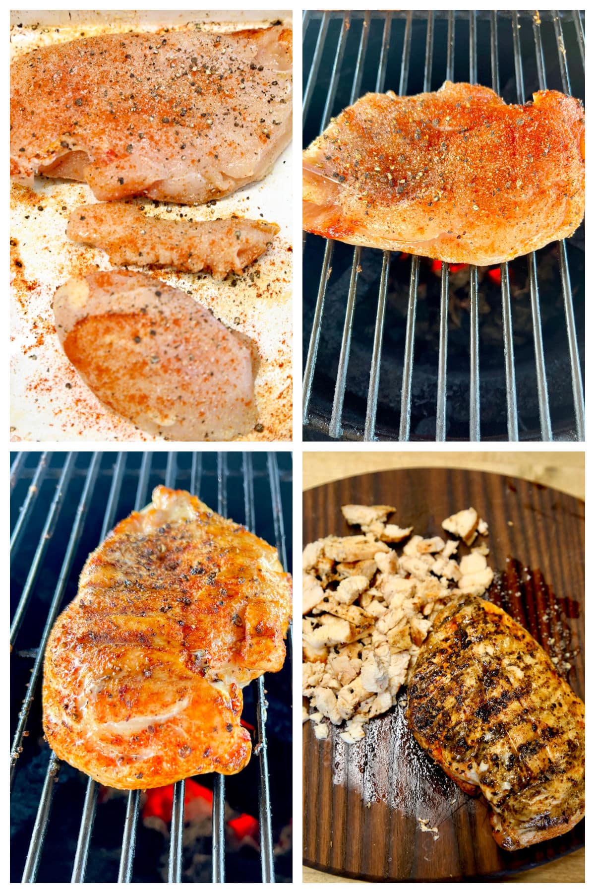 Grilling chicken breast collage.