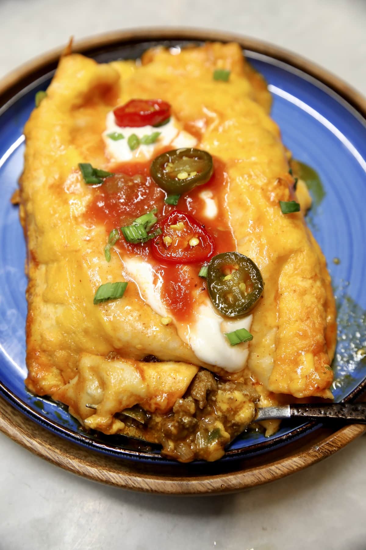 Plate with enchiladas.