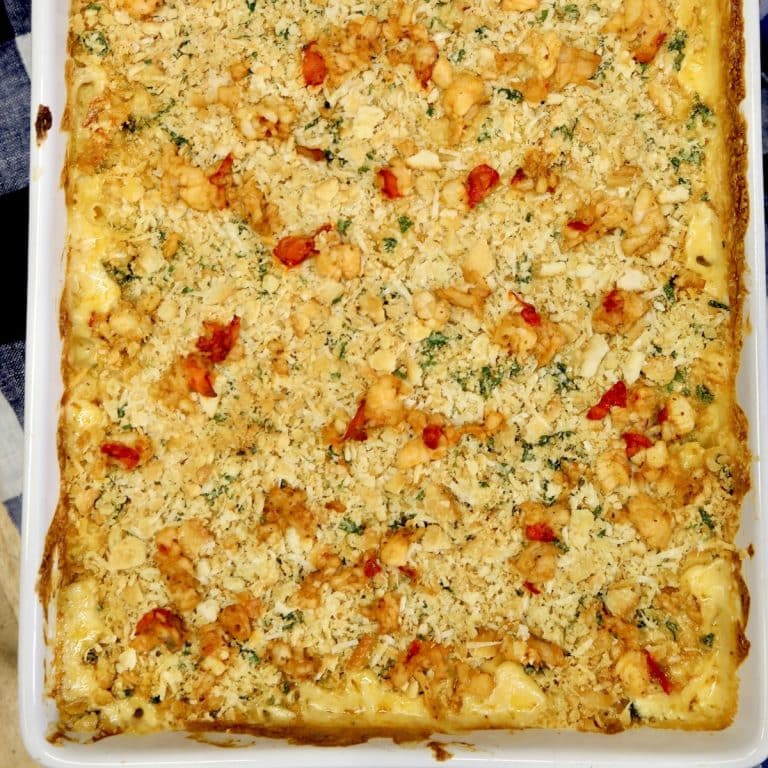 Casserole of lobster mac and cheese.