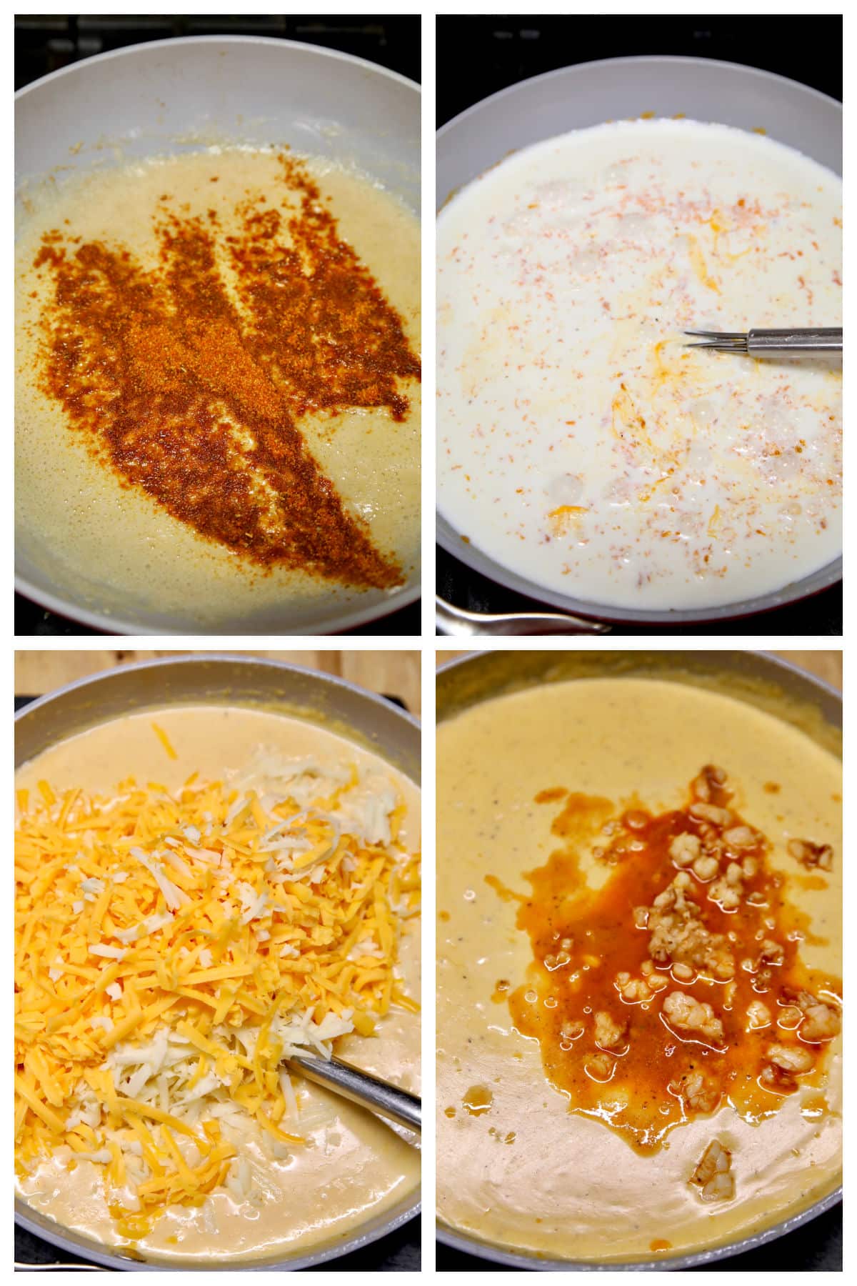 Making cheese sauce for pasta.