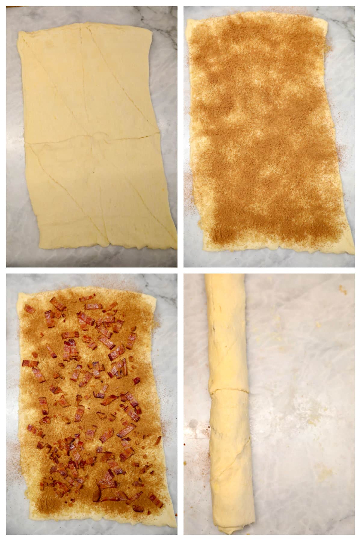 How to make steps for crescent dough muffins with bacon.