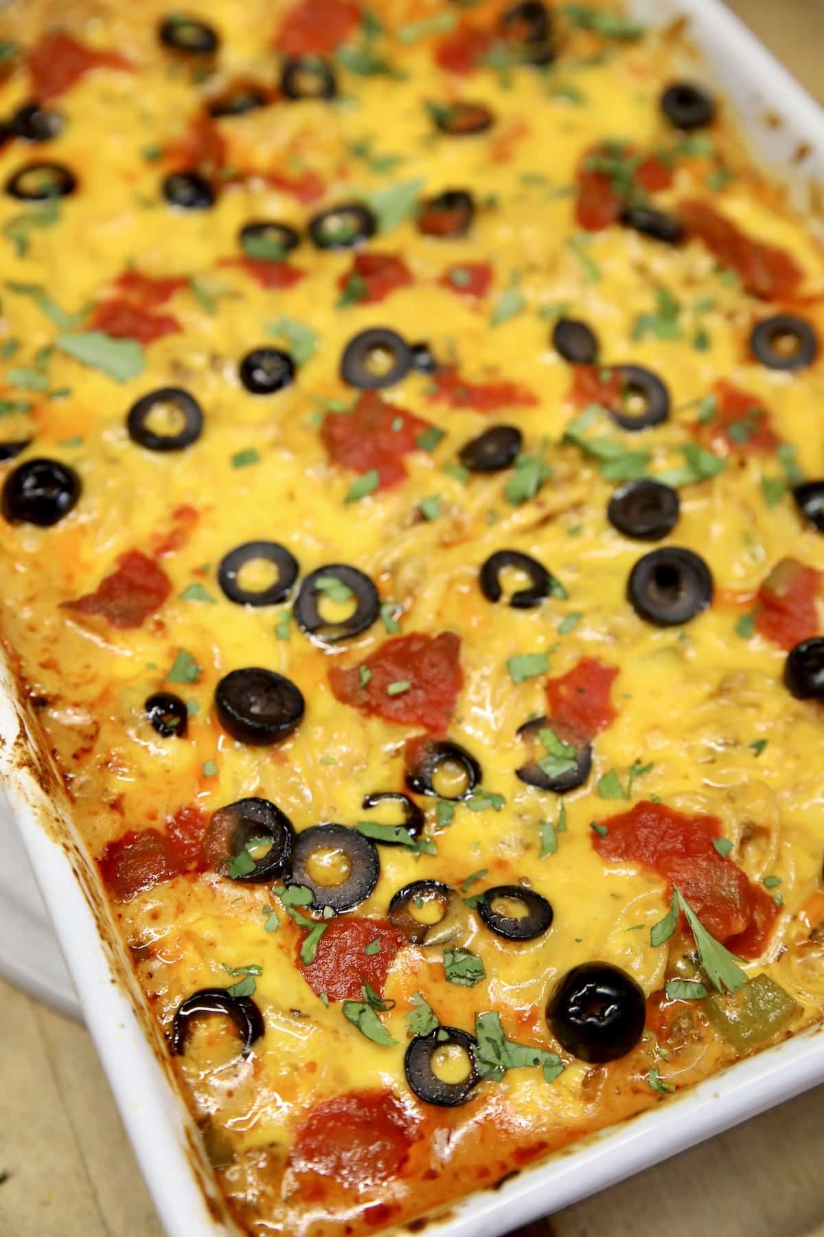 Taco Spaghetti casserole.