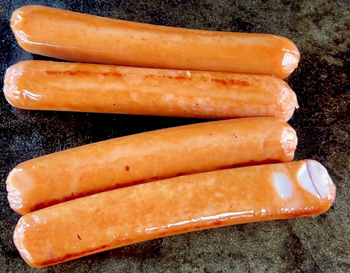 Blackstone griddled hot dogs.
