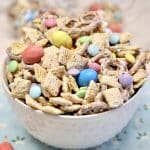 Snack mix with Easter candy.