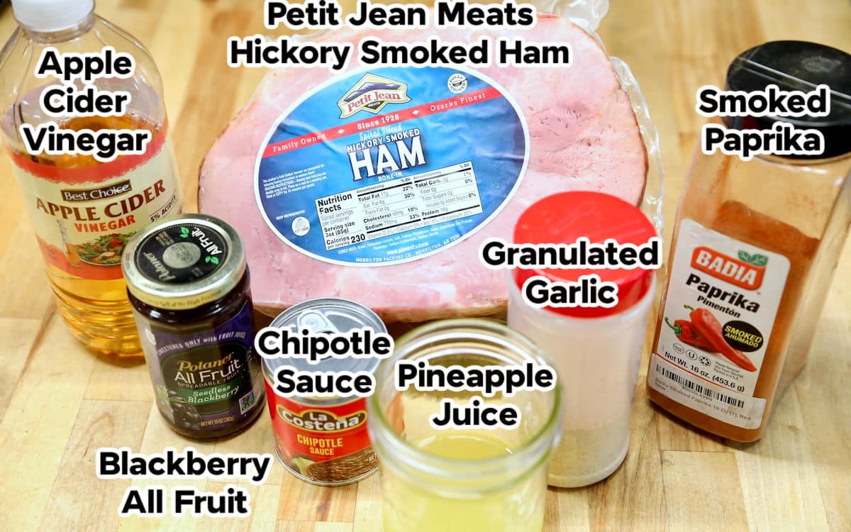 Ingredients for blackberry chipotle glazed ham.