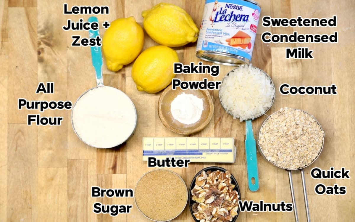Ingredients for lemon crumb bars.