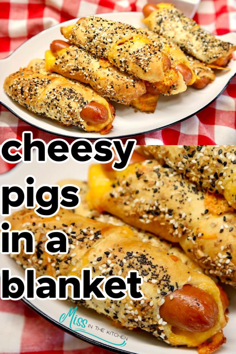 Cheesy pigs in a blanket with everything bagel seasoning.
