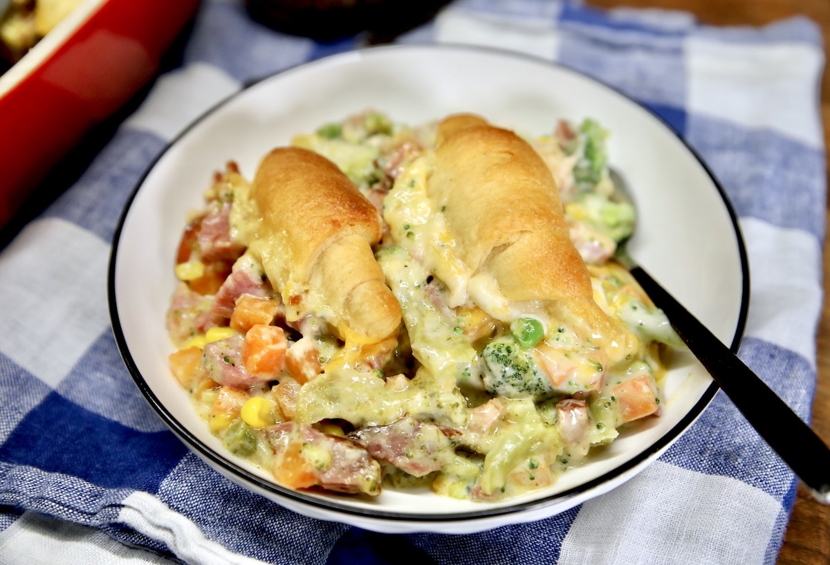 Plate of ham pot pie.