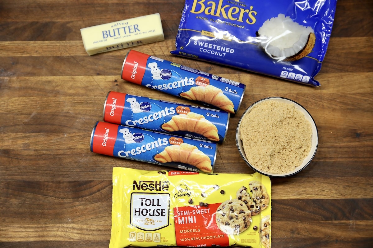 Ingredients for coconut cruffins recipe.