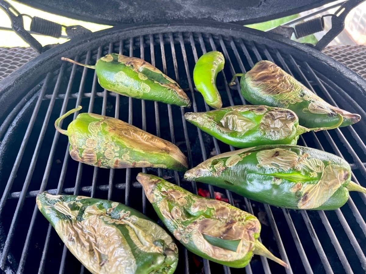 Grilled poblano peppers.