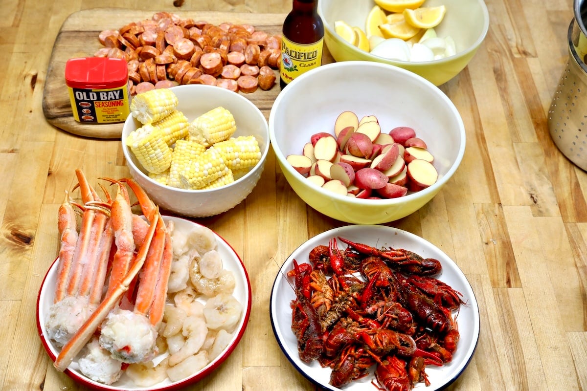 Ingredients for low country boil.