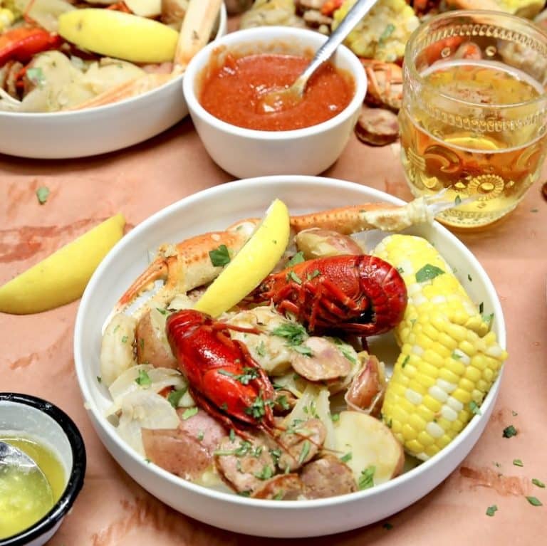 Bowl of low country boil.