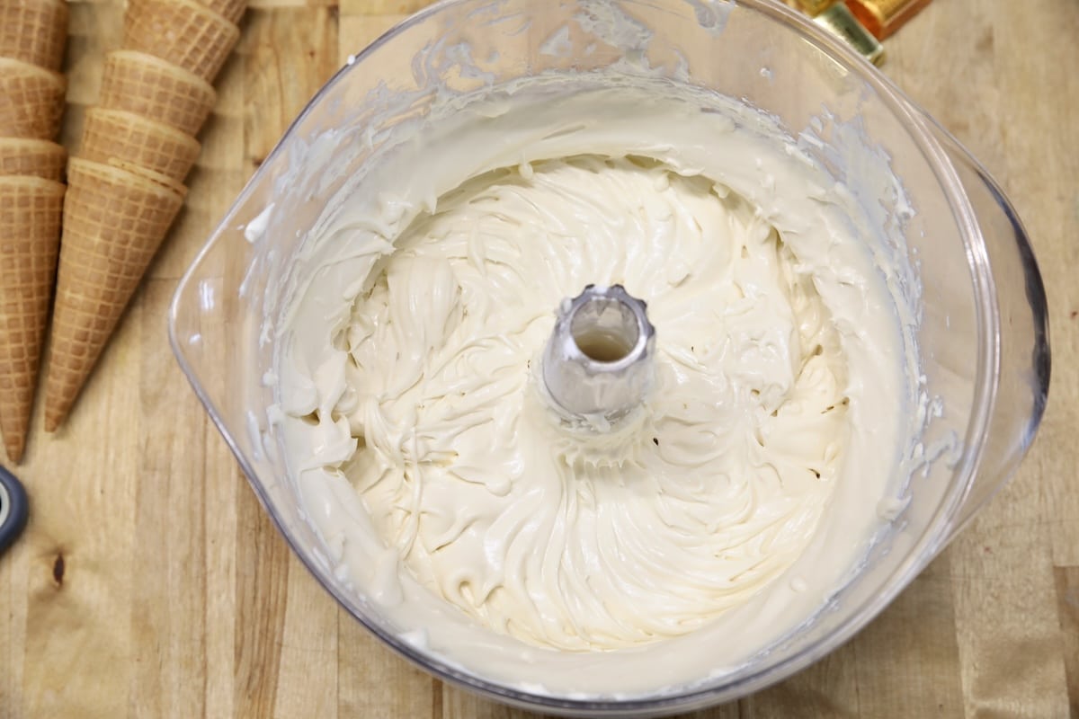 Whipped cheesecake mixture.