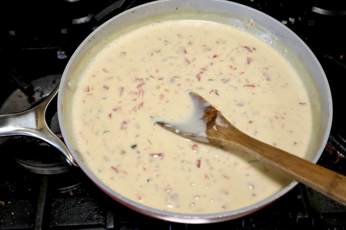 White Cheese Dip in a pan.