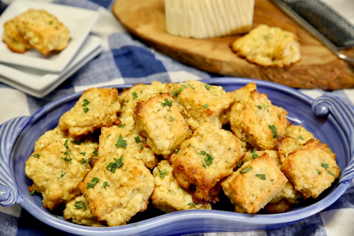 Platter of cheese dreams mini sandwiches.