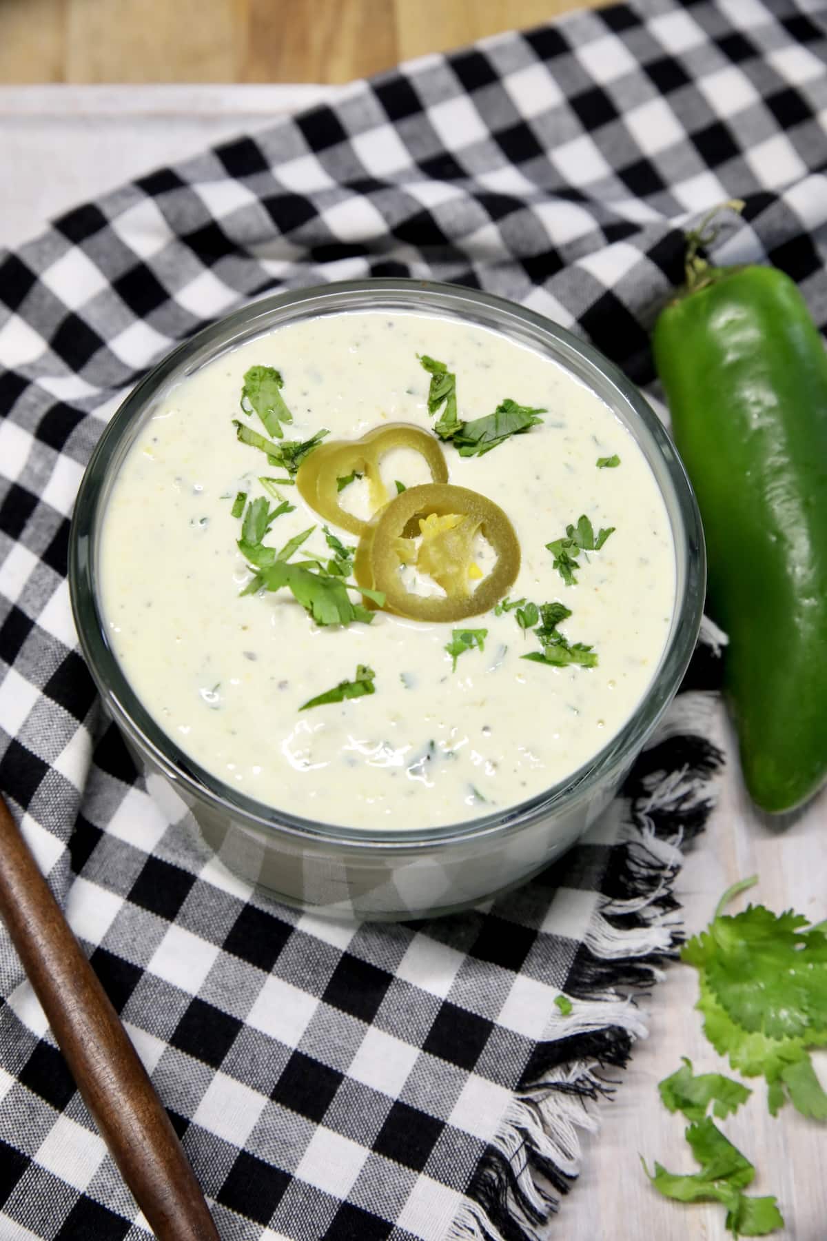 Bowl of jalapeno ranch dip. 