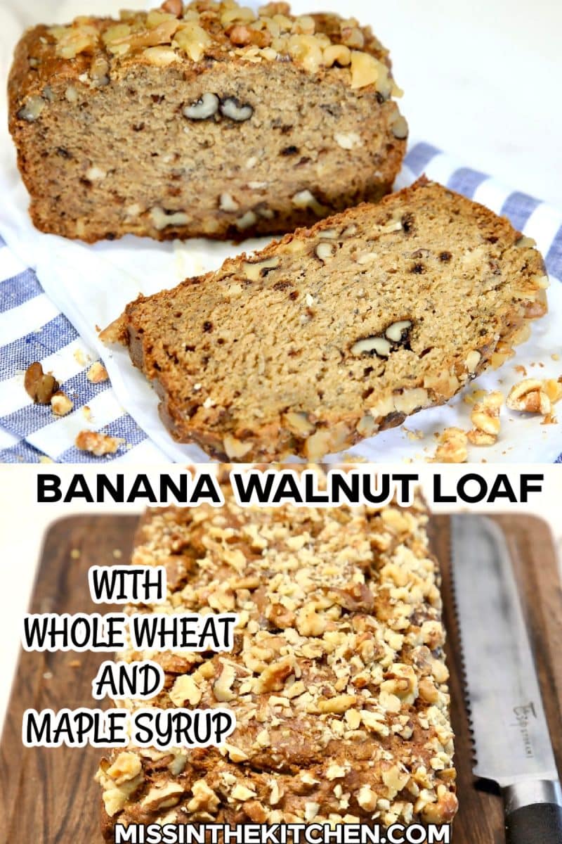 Banana walnut loaf collage - text overlay.