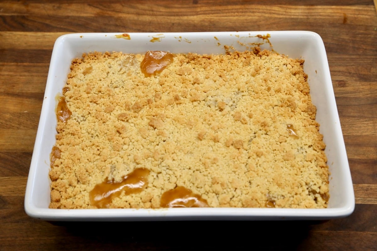 Baked caramel apple crumble. 