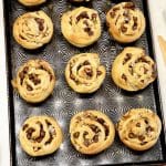 Cruffins on a sheet pan.