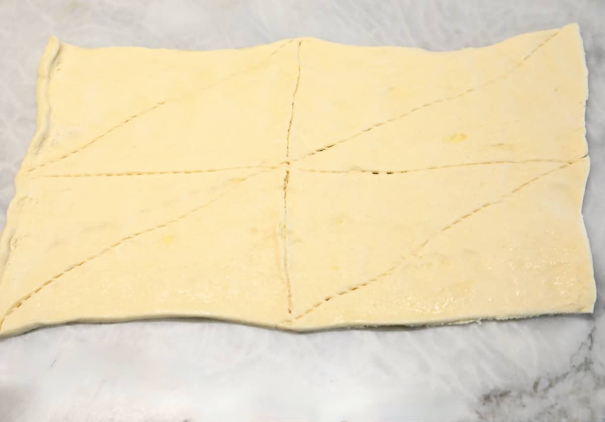 Crescent dough in a rectangle.