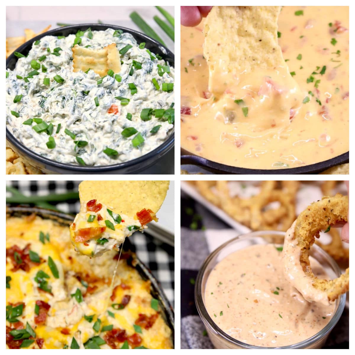 Collage of dip recipes.