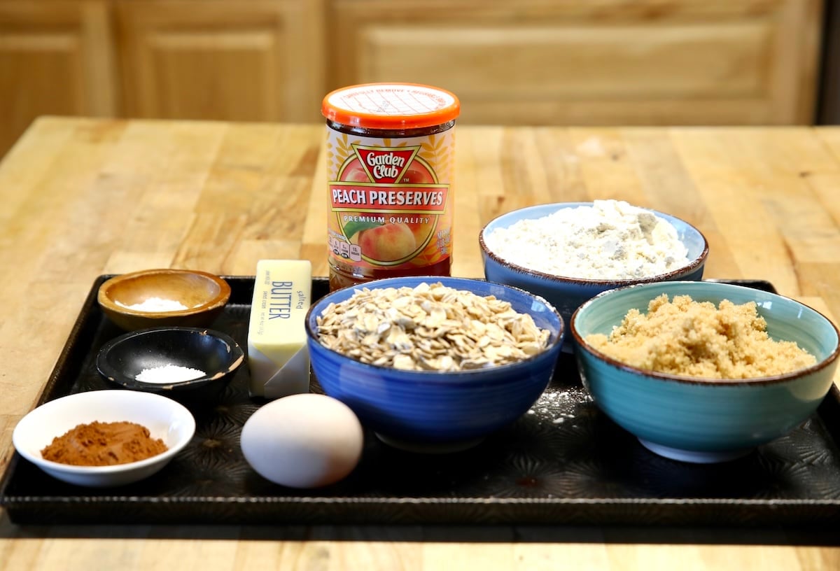 Ingredients for peach bars.