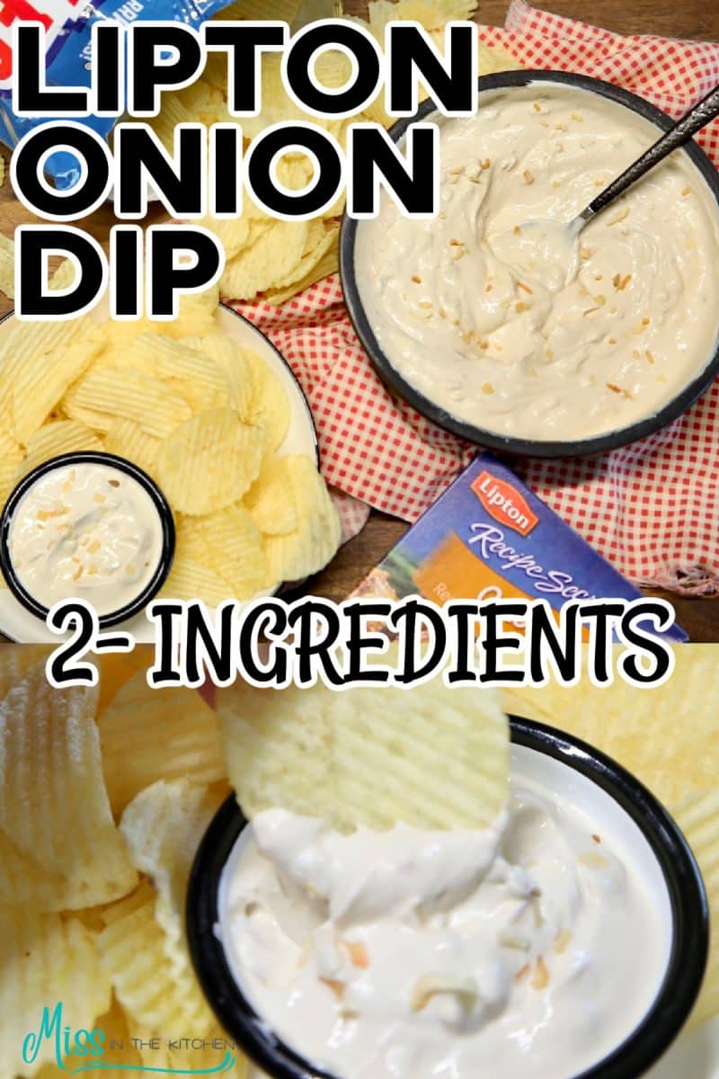 Collage: Lipton onion dip mix.