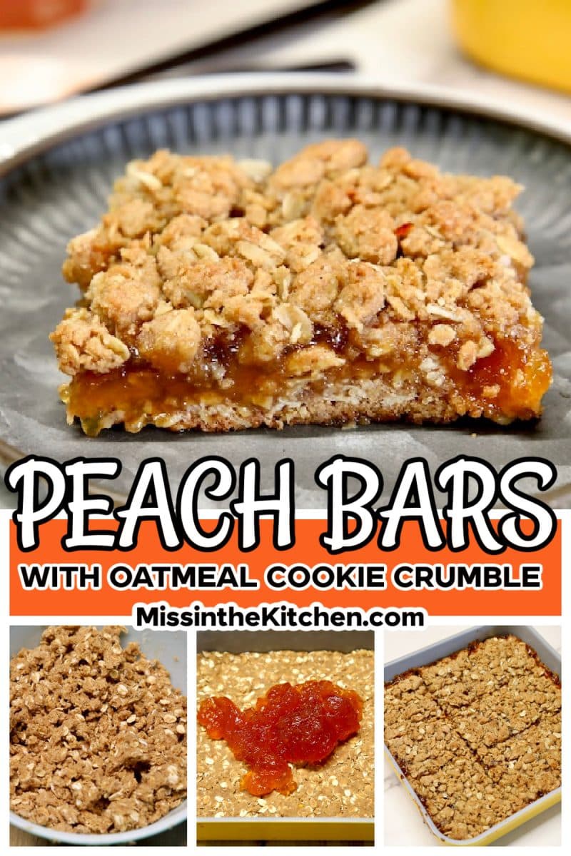 Peach bars with brown sugar, oat crust.