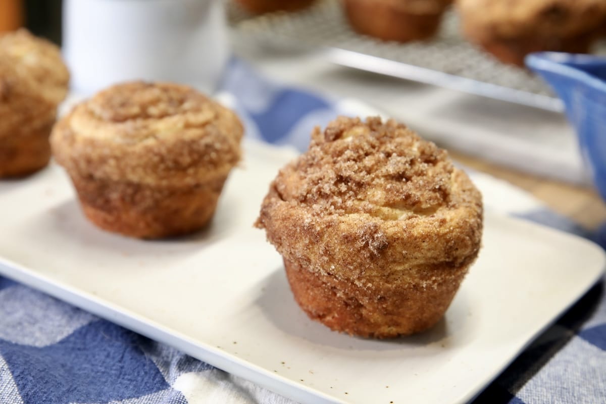 Cruffins on a platter.