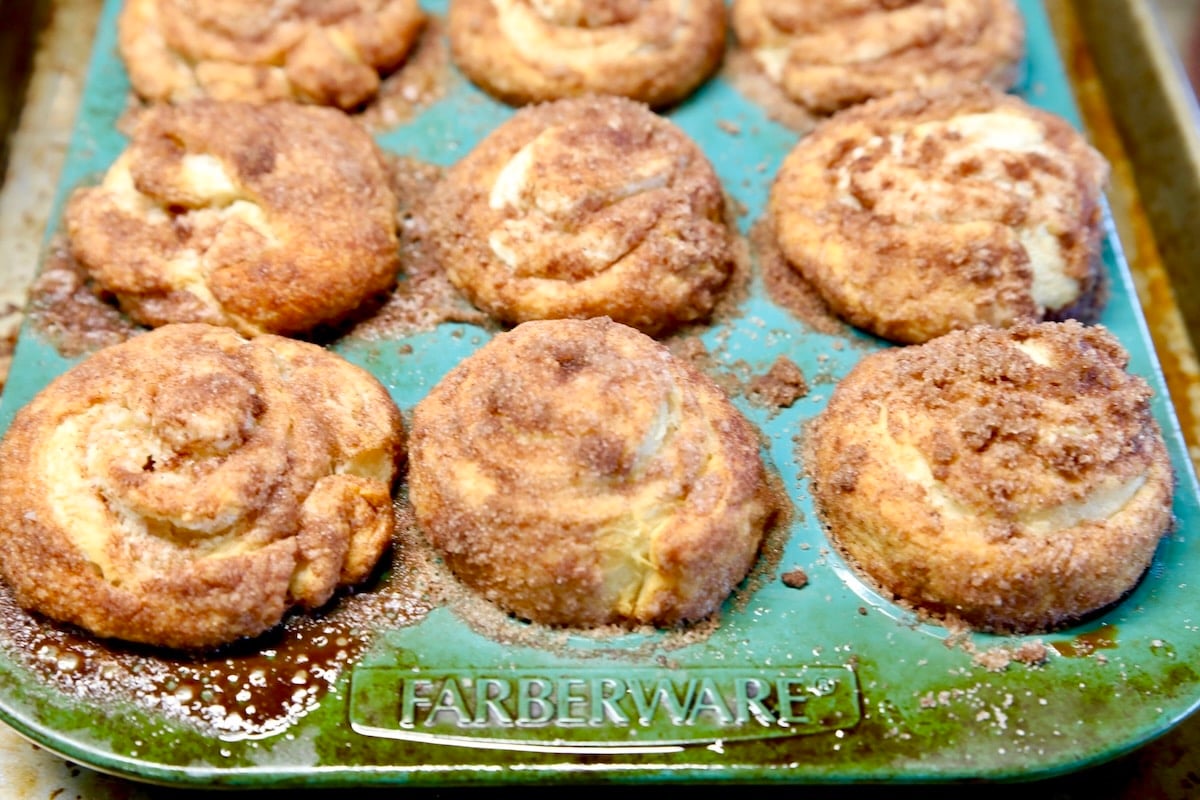 Pan of cheesecake muffins.
