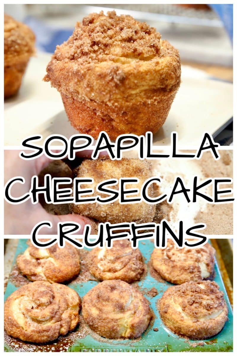 Sopapilla Cheesecake muffins collage - text overlay.