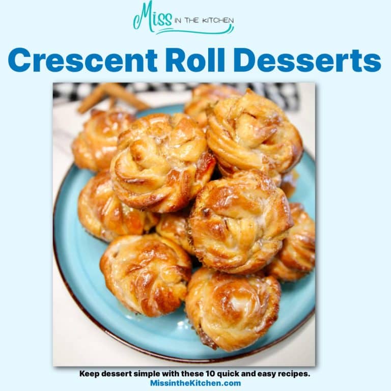 Crescent roll desserts cover with peach cruffins.