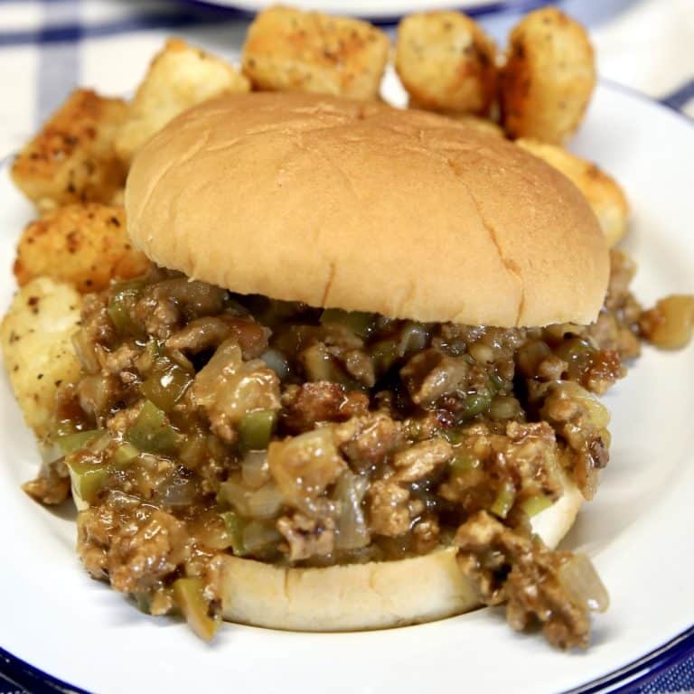 Sloppy joe sandwich on a plate.
