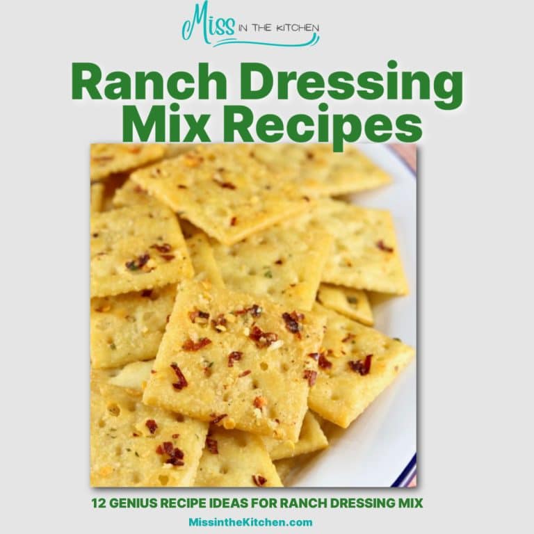 Cover with crackers and text for ways to use ranch dressing mix.