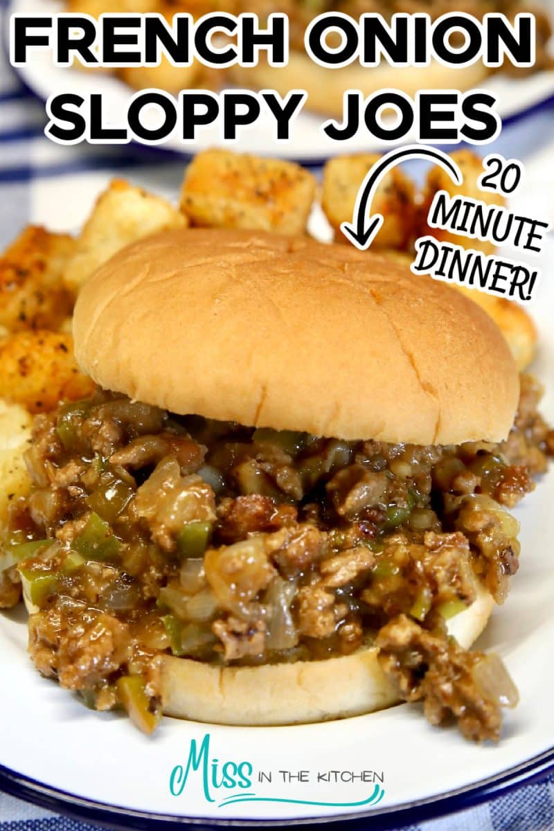 Sloppy joes on a bun - text overlay.