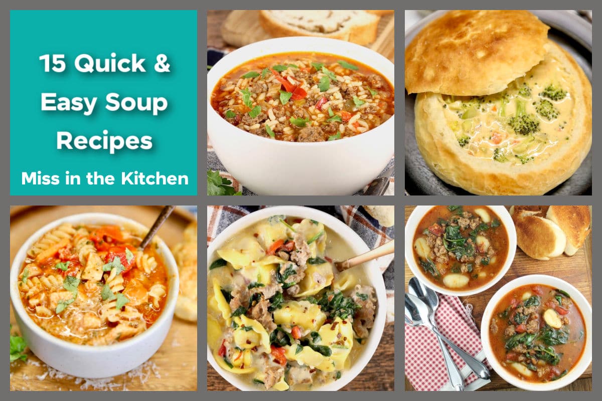 Collage of soup recipes.