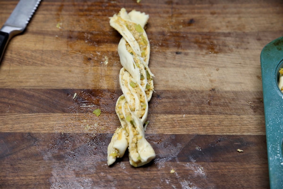 Twists of crescent dough.